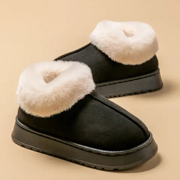 Women’s Winter Slippers Non-Slip Indoor House Shoes Plush Fleece Lined Warm Cotton Slippers with Soft Sole for Home