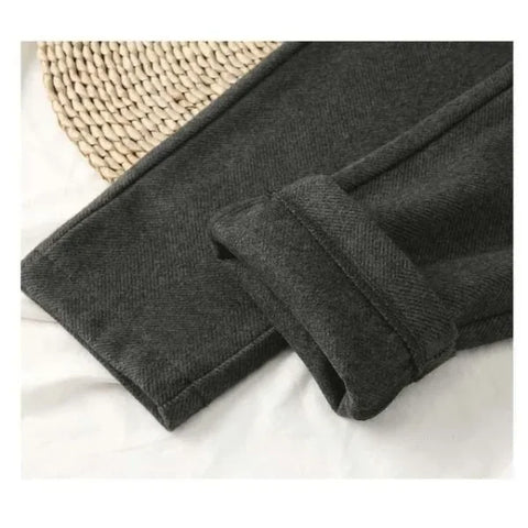Women's Woolen Harem Pants - High Waisted Casual Pencil Trousers for Office & Autumn Winter - Himpall