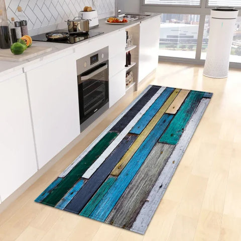 Wood Grain Kitchen Rug - Custom Anti-Slip Doormat for Bedroom & Living Room