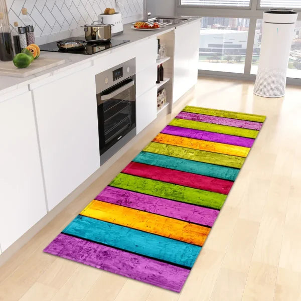 Wood Grain Kitchen Rug - Custom Anti-Slip Doormat for Bedroom & Living Room