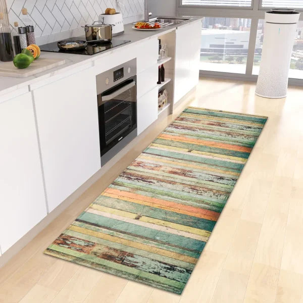 Wood Grain Kitchen Rug - Custom Anti-Slip Doormat for Bedroom & Living Room