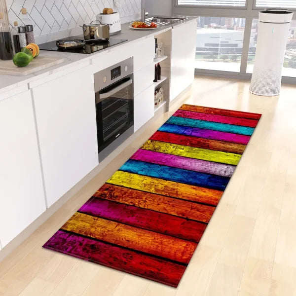 Wood Grain Kitchen Rug - Custom Anti-Slip Doormat for Bedroom & Living Room