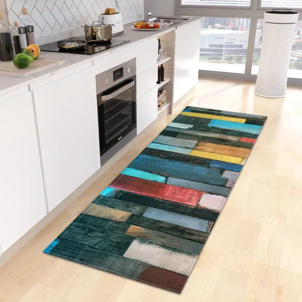 Wood Grain Kitchen Rug - Custom Anti-Slip Doormat for Bedroom & Living Room