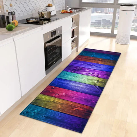 Wood Grain Kitchen Rug - Custom Anti-Slip Doormat for Bedroom & Living Room