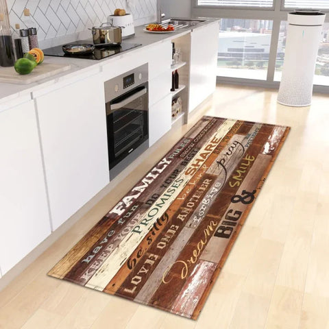 Wood Grain Kitchen Rug - Custom Anti-Slip Doormat for Bedroom & Living Room