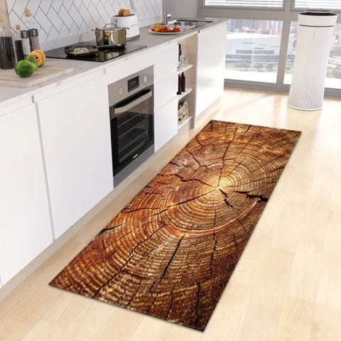 Wood Grain Kitchen Rug - Custom Anti-Slip Doormat for Bedroom & Living Room