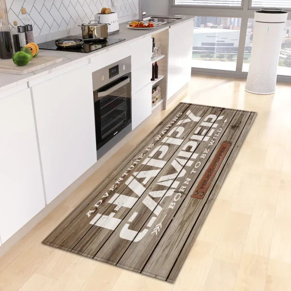 Wood Grain Kitchen Rug - Custom Anti-Slip Doormat for Bedroom & Living Room