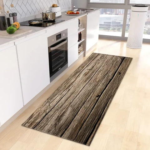 Wood Grain Kitchen Rug - Custom Anti-Slip Doormat for Bedroom & Living Room