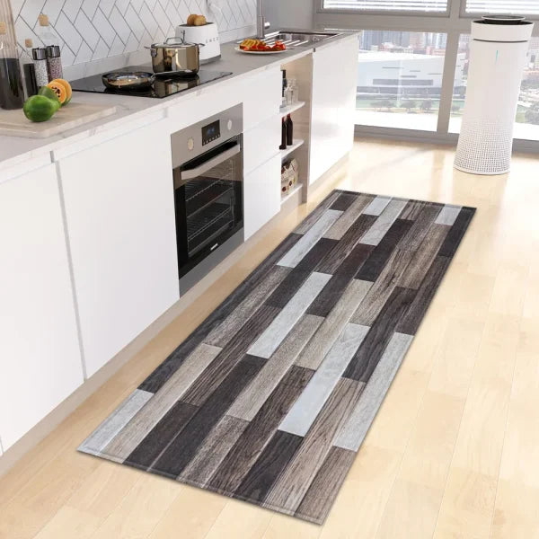 Wood Grain Kitchen Rug - Custom Anti-Slip Doormat for Bedroom & Living Room