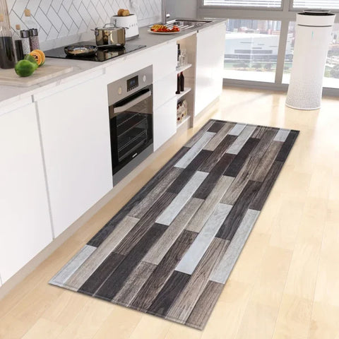 Wood Grain Kitchen Rug - Custom Anti-Slip Doormat for Bedroom & Living Room