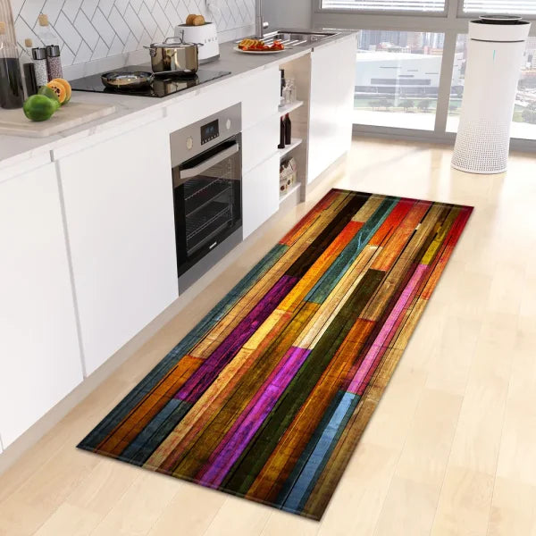 Wood Grain Kitchen Rug - Custom Anti-Slip Doormat for Bedroom & Living Room