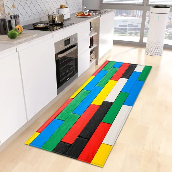 Wood Grain Kitchen Rug - Custom Anti-Slip Doormat for Bedroom & Living Room