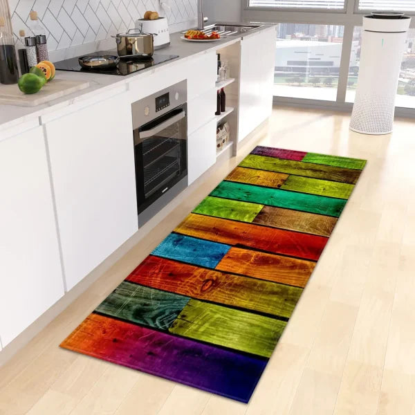 Wood Grain Kitchen Rug - Custom Anti-Slip Doormat for Bedroom & Living Room