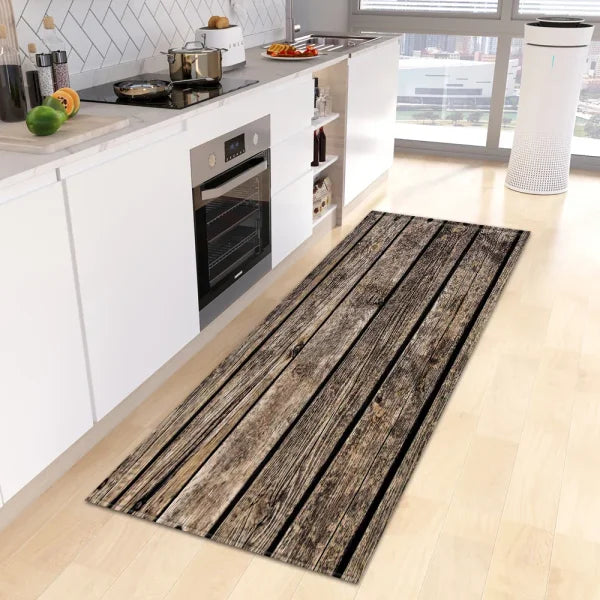 Wood Grain Kitchen Rug - Custom Anti-Slip Doormat for Bedroom & Living Room