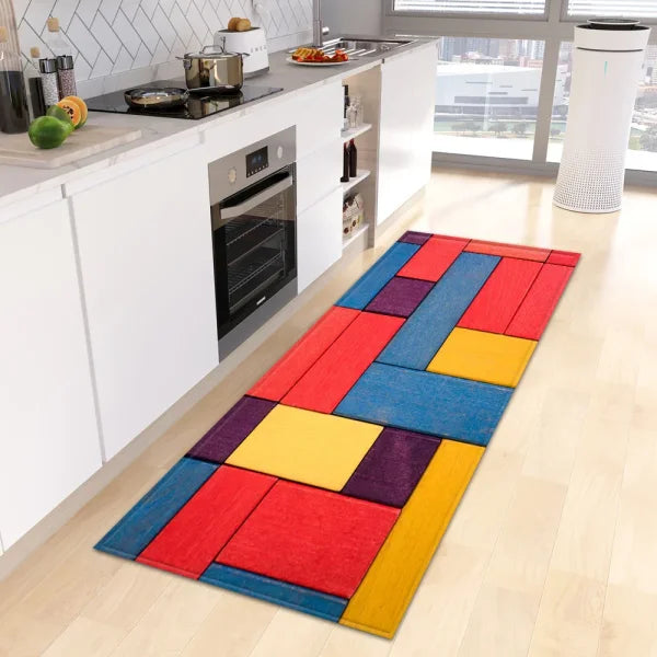 Wood Grain Kitchen Rug - Custom Anti-Slip Doormat for Bedroom & Living Room