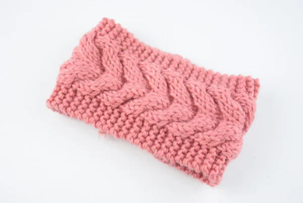 Acrylic Thick Wool Knitted Headband Diagonally Crossed Hair Accessories For Women - 1.Pink