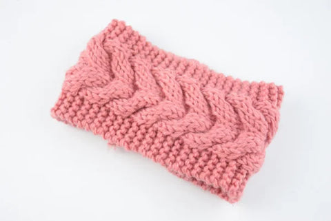 Acrylic Thick Wool Knitted Headband Diagonally Crossed Hair Accessories For Women - 1.Pink