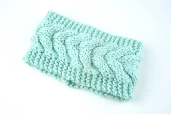 Acrylic Thick Wool Knitted Headband Diagonally Crossed Hair Accessories For Women - Mint Green