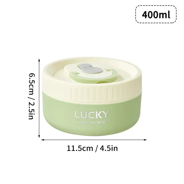 Portable 304 Stainless Steel Thermal Lunch Box Stackable Insulated Bento Box for Kids - 400ML Green
