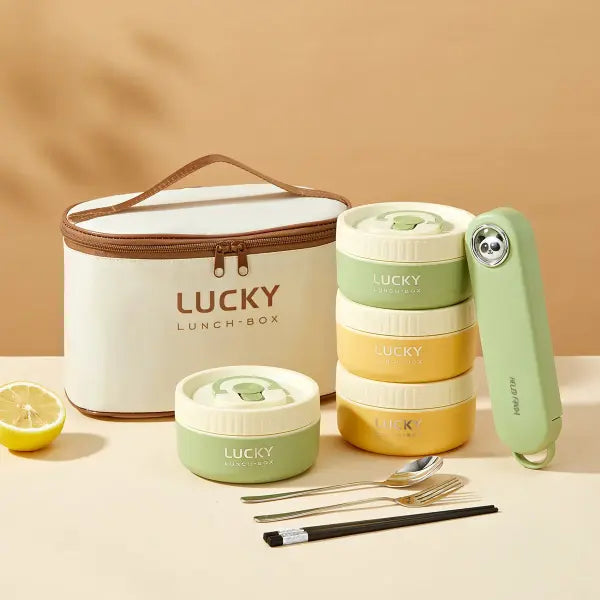 WORTHBUY Portable Sealed Thermal Lunch Box For Kids Stackable Microwave 304 Stainless Steel Bento Box Insulated Food