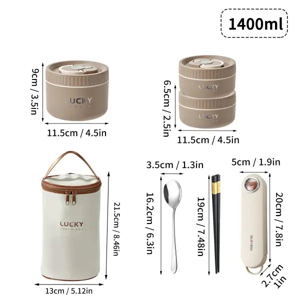 WORTHBUY Portable Sealed Thermal Lunch Box For Kids Stackable Microwave 304 Stainless Steel Bento Box Insulated Food