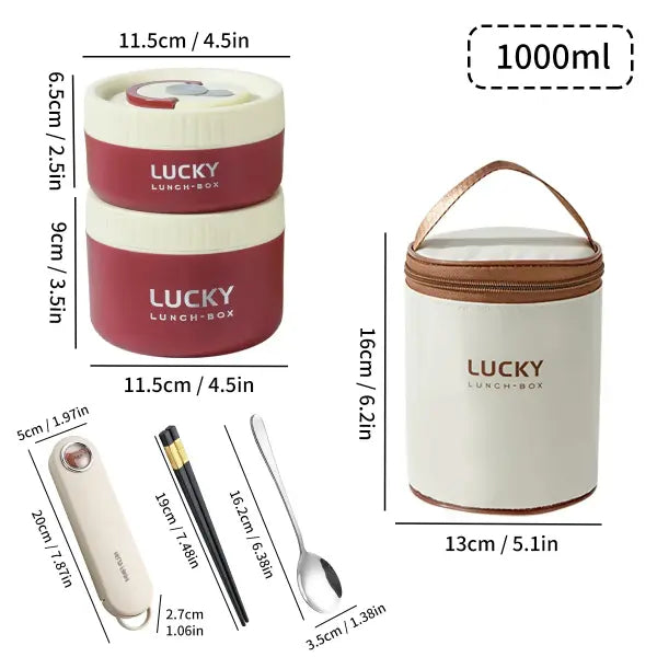 WORTHBUY Portable Sealed Thermal Lunch Box For Kids Stackable Microwave 304 Stainless Steel Bento Box Insulated Food