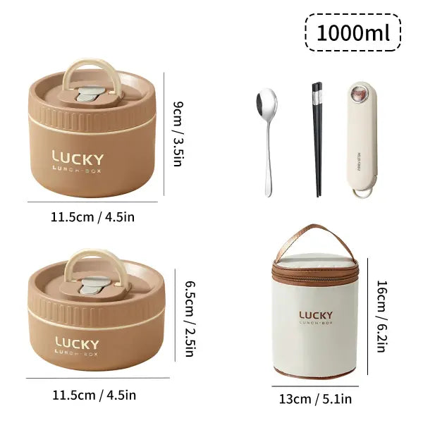 WORTHBUY Portable Sealed Thermal Lunch Box For Kids Stackable Microwave 304 Stainless Steel Bento Box Insulated Food