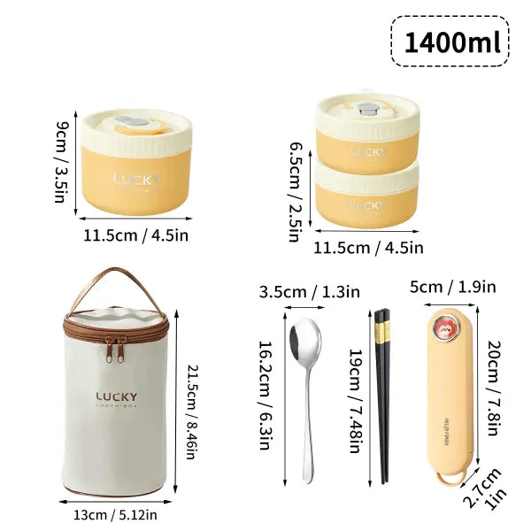 WORTHBUY Portable Sealed Thermal Lunch Box For Kids Stackable Microwave 304 Stainless Steel Bento Box Insulated Food