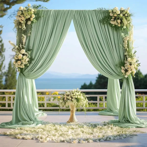 Wrinkle-Free White Satin Backdrop Curtains - Wedding & Party Decorations