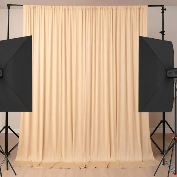 Wrinkle-Free White Satin Backdrop Curtains - Wedding & Party Decorations - 1 panels champagne / 150x245cm(5x8FT)