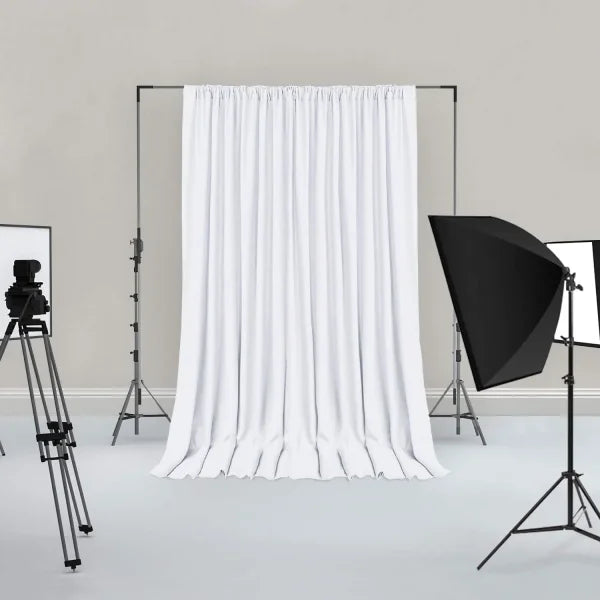 Wrinkle-Free White Satin Backdrop Curtains - Wedding & Party Decorations