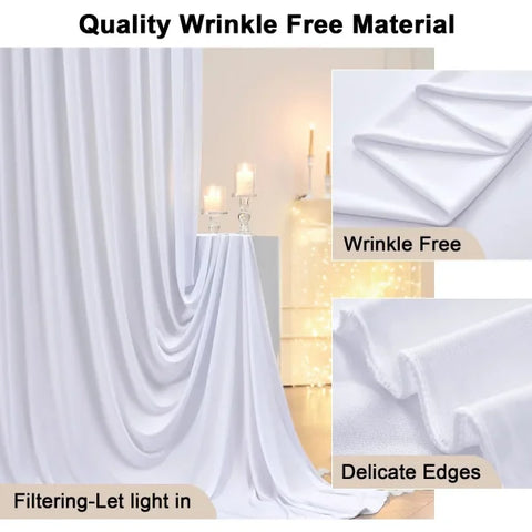 Wrinkle-Free White Satin Backdrop Curtains - Wedding & Party Decorations