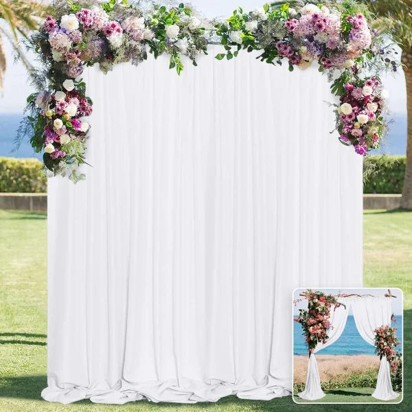 Wrinkle-Free White Satin Backdrop Curtains - Wedding & Party Decorations