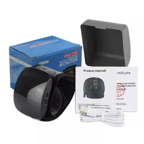 Wrist Blood Pressure Monitor - LED Display, Fast Measurement, USB Rechargeable Digital BP Tonometer - Himpall