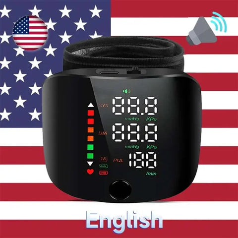 Wrist Blood Pressure Monitor - LED Display, Fast Measurement, USB Rechargeable Digital BP Tonometer - Himpall