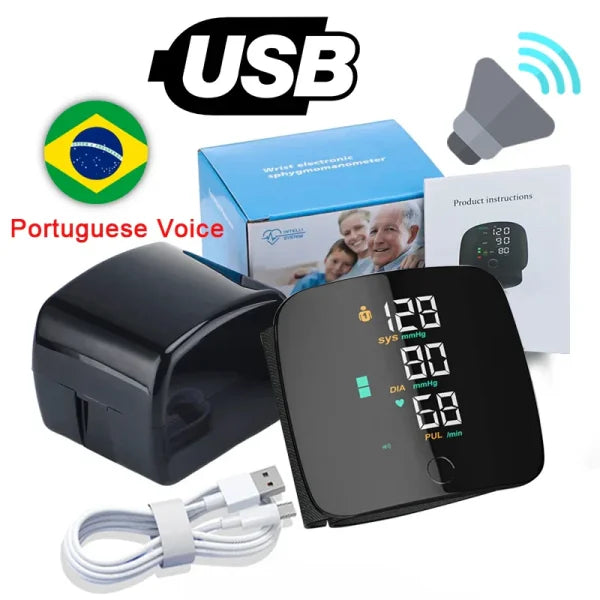 Wrist Blood Pressure Monitor - LED Display, Fast Measurement, USB Rechargeable Digital BP Tonometer - Himpall