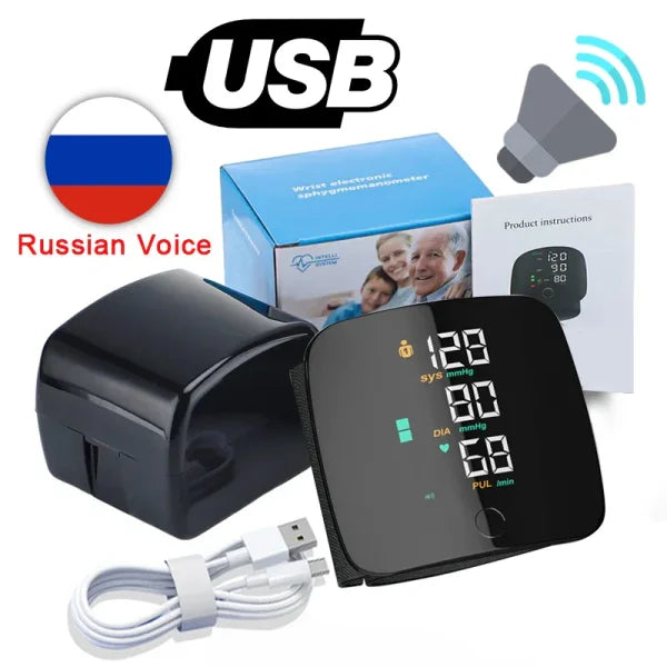 Wrist Blood Pressure Monitor - LED Display, Fast Measurement, USB Rechargeable Digital BP Tonometer - Himpall