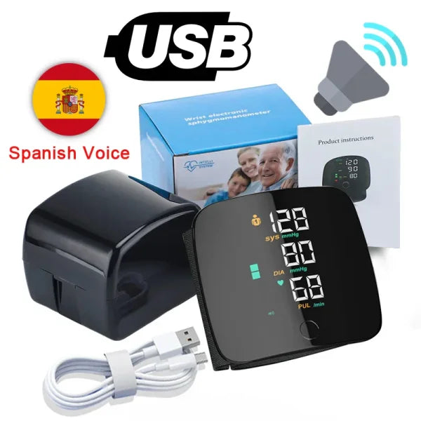 Wrist Blood Pressure Monitor - LED Display, Fast Measurement, USB Rechargeable Digital BP Tonometer - Himpall