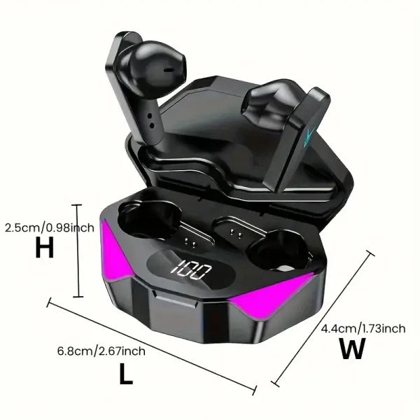 Wireless Bluetooth Headset LED Display Gamer Earbuds with Mic Wireless Headphones Noise Cancelling Bluetooth Earphones