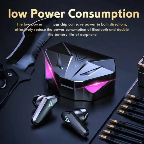Wireless Bluetooth Headset LED Display Gamer Earbuds with Mic Wireless Headphones Noise Cancelling Bluetooth Earphones