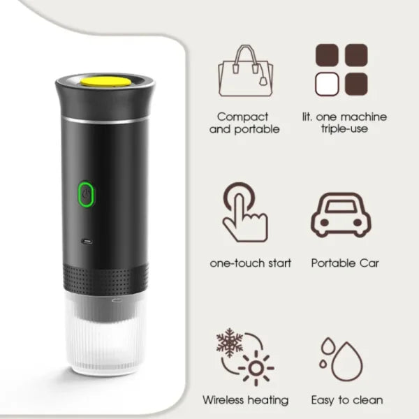 Xiaomi MIJIA Wireless Portable Espresso Coffee Maker – 3-in-1 Capsule & Powder Machine for Car, Home & Camping - Himpall