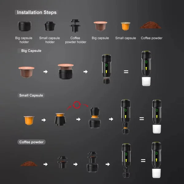 Xiaomi MIJIA Wireless Portable Espresso Coffee Maker – 3-in-1 Capsule & Powder Machine for Car, Home & Camping - Himpall