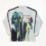 Gothic Anime Cartoon Print Vintage T-Shirt - Harajuku Patchwork Streetwear Drop Shoulder Tee
