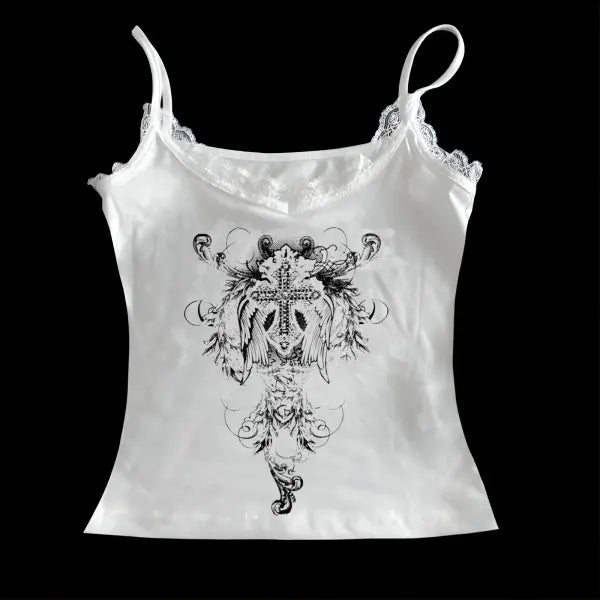 Y2K Aesthetic Pattern Vintage Basic Tee - Retro Graphic Short Sleeve Top for Women Millennium Style - White 02 / M