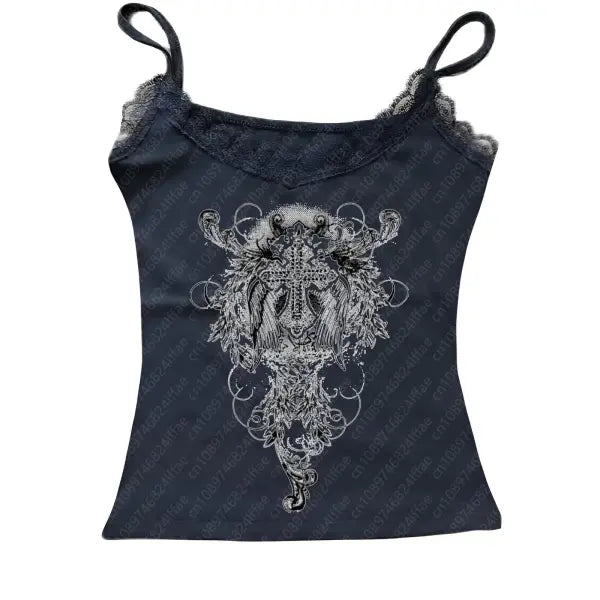 Y2K Aesthetic Pattern Vintage Basic Tee - Retro Graphic Short Sleeve Top for Women Millennium Style - Black 02 / S