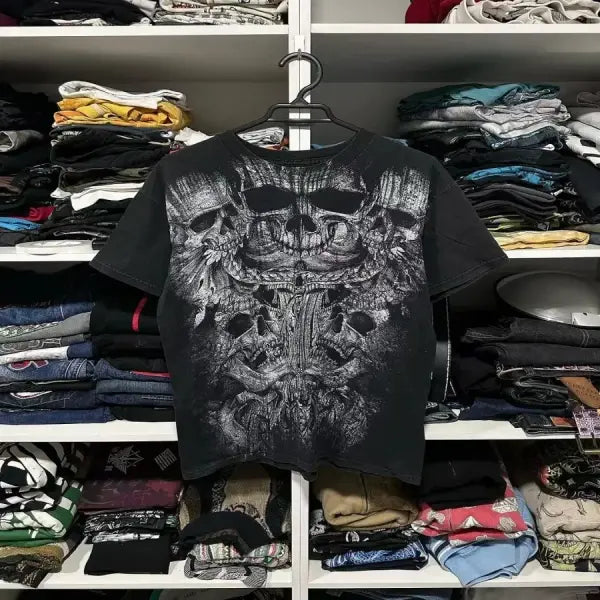 Y2K Affliction Style Long Sleeve T-Shirt - Gothic Graphic Oversized Streetwear for Men & Women - 16 / XXXL