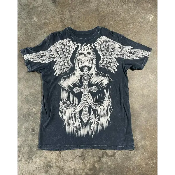 Y2K Affliction Style Long Sleeve T-Shirt - Gothic Graphic Oversized Streetwear for Men & Women - 17 / XXL