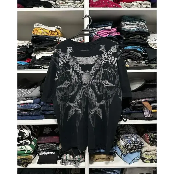 Y2K Affliction Style Long Sleeve T-Shirt - Gothic Graphic Oversized Streetwear for Men & Women - 21 / XXL