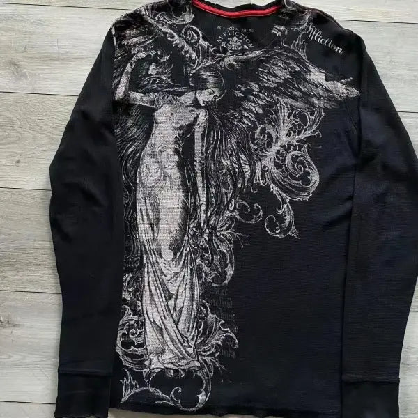 Y2K Affliction Style Long Sleeve T-Shirt - Gothic Graphic Oversized Streetwear for Men & Women
