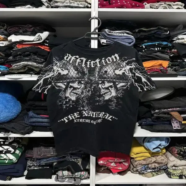 Y2K Affliction Style Long Sleeve T-Shirt - Gothic Graphic Oversized Streetwear for Men & Women - 12 / XXXL